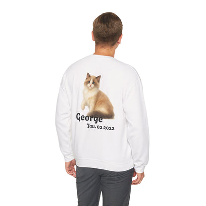 Custom Cat Photo Sweatshirt, Personalized Cat Dad Shirt (Two-Sided)