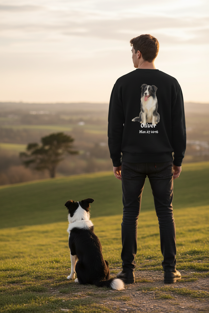 Custom Dog Photo Sweatshirt, Personalized Dog Dad Shirt (Two-Sided)