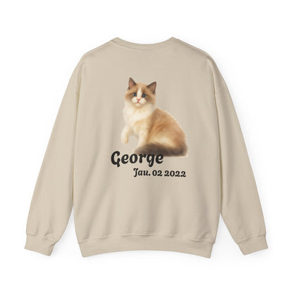 Custom Cat Photo Sweatshirt, Personalized Cat Dad Shirt (Two-Sided)