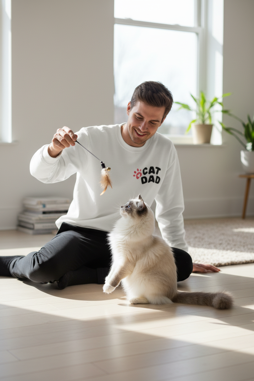 Custom Cat Photo Sweatshirt, Personalized Cat Dad Shirt (Two-Sided)
