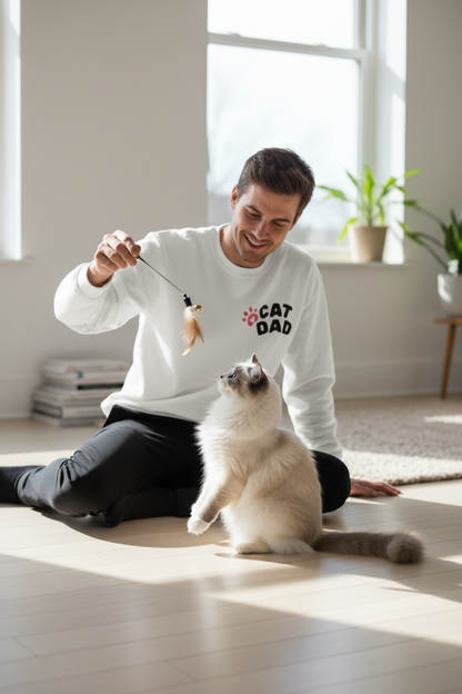 Custom Cat Photo Sweatshirt, Personalized Cat Dad Shirt (Two-Sided)