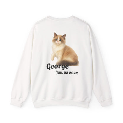 Custom Cat Photo Sweatshirt, Personalized Cat Dad Shirt (Two-Sided)